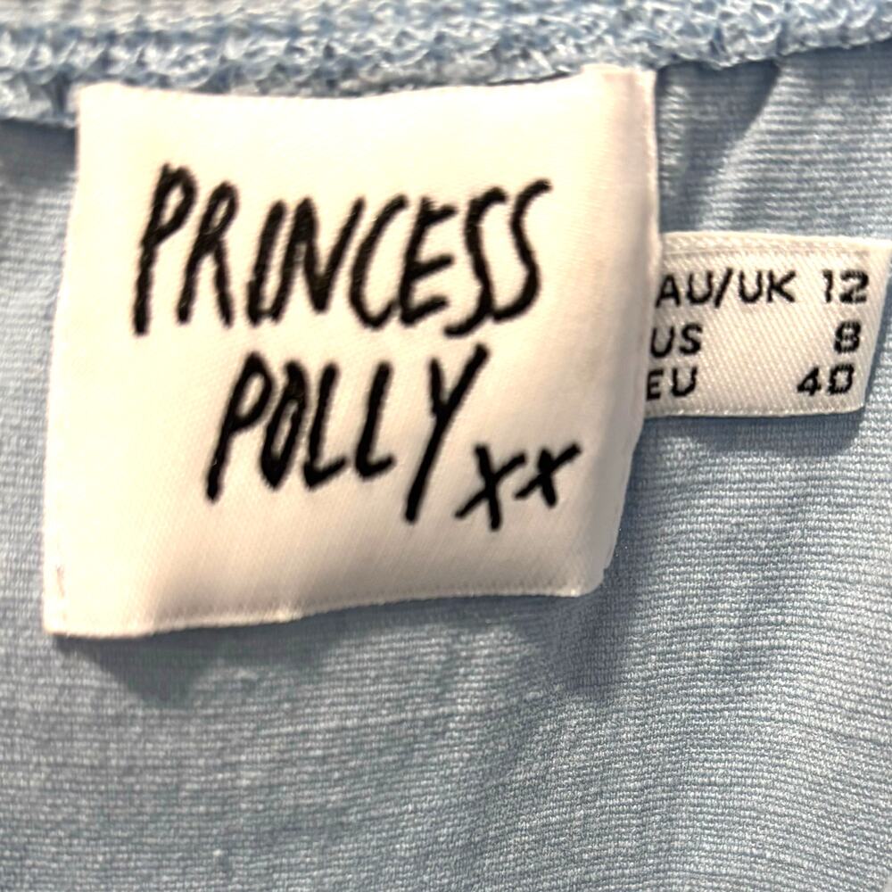 Princess Polly Cottage Hill Mini Romper Baby Blue Tiered Ruffle Wrap Skort - Picture 8 of 10